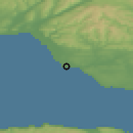 Shaded relief of the 49 km around Porthcawl, drawn from the GMTED2010 grid