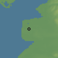Shaded relief of the 48 km around Poulton-le-Fylde, drawn from the GMTED2010 grid