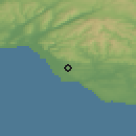 Shaded relief of the 49 km around Pyle, drawn from the GMTED2010 grid