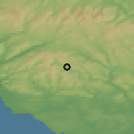 Shaded relief of the 49 km around Rhondda, drawn from the GMTED2010 grid