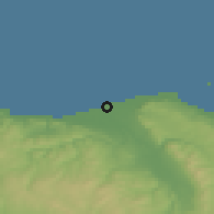 Shaded relief of the 48 km around Rhyl, drawn from the GMTED2010 grid