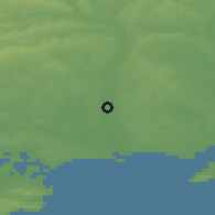 Shaded relief of the 49 km around Ringwood, drawn from the GMTED2010 grid