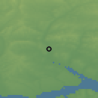 Shaded relief of the 49 km around Romsey, drawn from the GMTED2010 grid