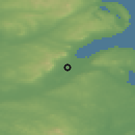 Shaded relief of the 48 km around Belfast, drawn from the GMTED2010 grid