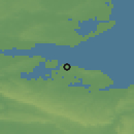Shaded relief of the 49 km around Sheerness, drawn from the GMTED2010 grid