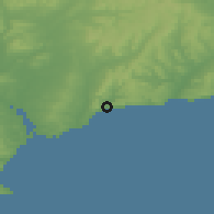 Shaded relief of the 49 km around Sidmouth, drawn from the GMTED2010 grid