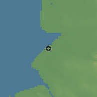 Shaded relief of the 48 km around Southport, drawn from the GMTED2010 grid