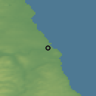 Shaded relief of the 47 km around South Shields, drawn from the GMTED2010 grid