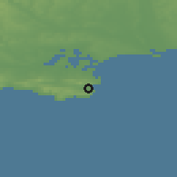 Shaded relief of the 49 km around Swanage, drawn from the GMTED2010 grid