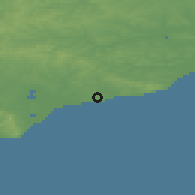 Shaded relief of the 49 km around Bexhill, drawn from the GMTED2010 grid