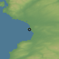 Shaded relief of the 47 km around Troon, drawn from the GMTED2010 grid