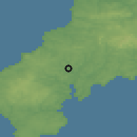 Shaded relief of the 49 km around Truro, drawn from the GMTED2010 grid