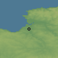 Shaded relief of the 49 km around Bideford, drawn from the GMTED2010 grid