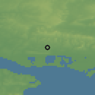 Shaded relief of the 49 km around Waterlooville, drawn from the GMTED2010 grid