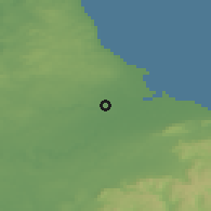 Shaded relief of the 48 km around Billingham, drawn from the GMTED2010 grid