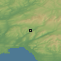 Shaded relief of the 49 km around Ystradgynlais-Ystalyfera, drawn from the GMTED2010 grid
