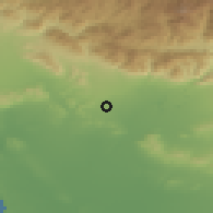 Shaded relief of the 55 km around Alhambra, drawn from the GMTED2010 grid
