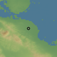 Shaded relief of the 54 km around Brentwood, drawn from the GMTED2010 grid