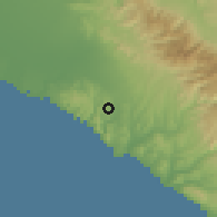 Shaded relief of the 55 km around Aliso Viejo, drawn from the GMTED2010 grid
