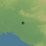 Shaded relief of the 55 km around Buena Park, drawn from the GMTED2010 grid