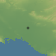 Shaded relief of the 55 km around Cerritos, drawn from the GMTED2010 grid