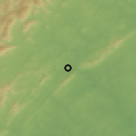 Shaded relief of the 54 km around Charlottesville, drawn from the GMTED2010 grid
