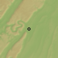 Shaded relief of the 55 km around Chattanooga, drawn from the GMTED2010 grid