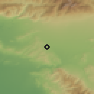 Shaded relief of the 55 km around Chino Hills, drawn from the GMTED2010 grid