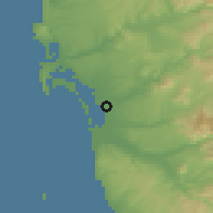 Shaded relief of the 56 km around Chula Vista, drawn from the GMTED2010 grid