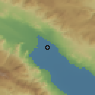 Shaded relief of the 55 km around Coachella, drawn from the GMTED2010 grid