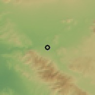 Shaded relief of the 55 km around Corona, drawn from the GMTED2010 grid