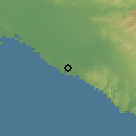 Shaded relief of the 55 km around Costa Mesa, drawn from the GMTED2010 grid