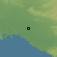 Shaded relief of the 55 km around Cypress, drawn from the GMTED2010 grid