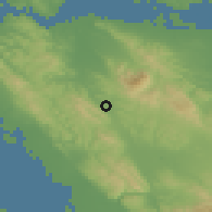 Shaded relief of the 54 km around Danville, drawn from the GMTED2010 grid