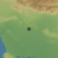 Shaded relief of the 55 km around East Los Angeles, drawn from the GMTED2010 grid