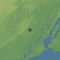 Shaded relief of the 53 km around East Orange, drawn from the GMTED2010 grid