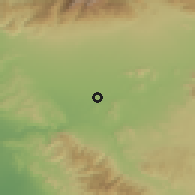 Shaded relief of the 55 km around Eastvale, drawn from the GMTED2010 grid