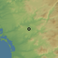 Shaded relief of the 56 km around El Cajon, drawn from the GMTED2010 grid