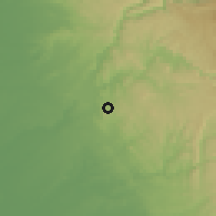 Shaded relief of the 54 km around El Dorado Hills, drawn from the GMTED2010 grid