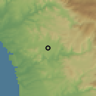 Shaded relief of the 55 km around Escondido, drawn from the GMTED2010 grid