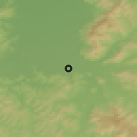 Shaded relief of the 52 km around Eugene, drawn from the GMTED2010 grid
