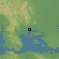 Shaded relief of the 54 km around Fairfield, drawn from the GMTED2010 grid