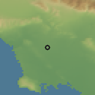 Shaded relief of the 55 km around Florence-Graham, drawn from the GMTED2010 grid