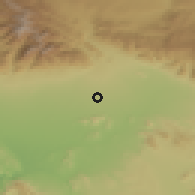 Shaded relief of the 55 km around Fontana, drawn from the GMTED2010 grid