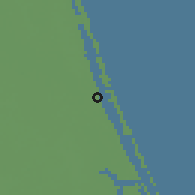 Shaded relief of the 57 km around Fort Pierce, drawn from the GMTED2010 grid