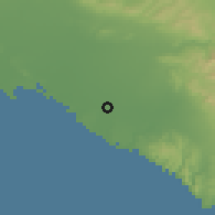 Shaded relief of the 55 km around Fountain Valley, drawn from the GMTED2010 grid