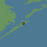 Shaded relief of the 56 km around Galveston, drawn from the GMTED2010 grid
