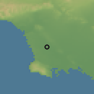 Shaded relief of the 55 km around Gardena, drawn from the GMTED2010 grid