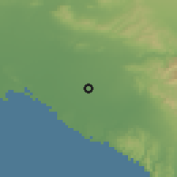 Shaded relief of the 55 km around Garden Grove, drawn from the GMTED2010 grid