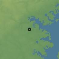 Shaded relief of the 54 km around Glen Burnie, drawn from the GMTED2010 grid